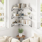 Heimlove 24" W x 12" D Wall Shelves for Books, 12 Inch Deep Floating Shelves Set of 3, Wide Floating Bookshelf with Metal Bracket for Living Room, Kitchen, Office, Bedroom and Decor Storage - White