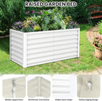 Galvanized Raised Garden Bed Outdoor, 2 Pcs 6x3x2FT Outdoor Large Planter Raised Beds Open Base with Safety Edge and Glove for Vegetables Flowers Ground Planter, White