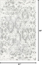 Unique Loom Rosso Collection Vintage, Geometric, Bohemian, Traditional, Distressed, Southwestern Area Rug, Rectangular 5' 0" x 8' 0", Light Gray/Ivory