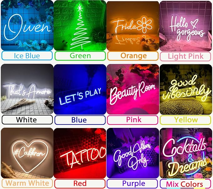 OBTAIN Custom Neon Signs, Neon Sign Customizable for Wall Decor, Personalized Neon Sign for Wedding Birthday Party Gift Party Bar Game Room Home Business Shop Name Logo Neon Sign