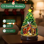 Christmas Tree Lighted and Animated Manger Nativity Scene, Musical Angel Family Figurines LED Light Play Silent Night Music, Ideal Xmas Decor Gifts and Tabletop Xmas Collection Decorations for Home