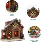 Christmas Village Moose Lodge Retreat | Christmas House Collection Accessories Figurines for Decorations and Gifts | Sound with Multicolor LED Lights