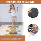 Washable Hopscotch Rug for Kids | Educational ABC & Numbers Carpet for Toddler Playroom or Classroom | 4.6' x 6.5' Non-Slip Play Mat | Neutral Decor
