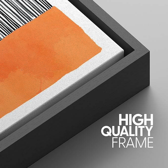 SIGNWIN Framed Wall Art Print Set Orange, Yellow, Blue & Pink Color Blocks and Lines Abstract Shapes Illustrations Modern Art Chic Multicolor for Living Room, Bedroom, Office - 16"x24"x3 Black