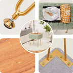 Wimarsbon Faux Mink Fur Storage Ottoman, Modern Soft Footstool, Storage Bench with Metal Legs, Vanity Seat, Fur Stool, Ottoman Coffee Table, Makeup Chair, Vanity Stools for Bedroom (Light Green)