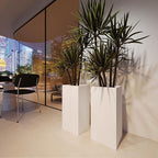 White Steel Metallic Heavy Planter for Outdoor Plants Box 14"x14"x30" Metal Planter Spliced Flower Pots with Partitions for Outside,Indoor,Garden (White, 14 * 14 * 30)