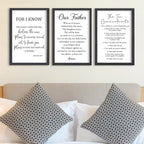 FZMHASLWW Bible Verse Scripture Wall Decor Art 16"×11" Inspirational Quotes Set of 3 Christian Sign Wood Framed Wall Hanging (Black