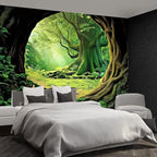 FENDROM Tree Cave Tapestry,Misty Forest Fairy Tale Wall Hanging Natural Jungle Sunshine Through Scenery Aesthetic tapestries for Living Room Bedroom Office Spring Decoration