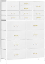 Large Dresser for Bedroom with 18 Drawers, Tall Fabric Storage Cabinet, Chest of Drawers for Closet, Nursery, Bedside, Living Room, Entryway, Hallway (White)