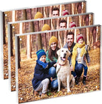 6x8 Acrylic Picture Frame 3 Pack, Clear Freestanding Double Sided Frameless Magnetic Photo Frames, Desktop Display Decor Gift