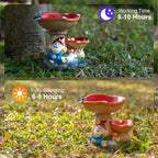 TIJNN Solar Gnome Statue with LED Lights, Bird Water Feeder Garden Decor for Patio, Lawn, or Home, Mushroom Figurine Outdoor Decoration Garden Gifts