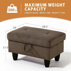 Ottoman Rectangular Storage Ottoman Bench, Flannel Footrest Stool Footstool with Lid for Living Room, Bedroom, Entryway, Dark Brown, 28.5"x19"x17.5"