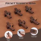 Yaoerlingiiu 8PCs Wooden Fidget Cross My Heart -StressRelief Prayer Cross Christian Encouragement Gift ChristmasGift for Adults/ Handheld Fidget Faith & AnxietySmall Wooden Croses for pocket prayers Prayer rosfor Hand Wall Crosses( Walnut Wood )