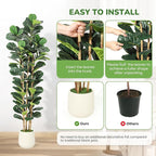 GarveeHome 7 ft Faux Fiddle Leaf Fig Tree with White Pot, Faux Trees with Artificial Plants 107 Fiddle Leaves Greenery - Lifelike Fake Tree for Home Office Store Room Decor Indoor Outdoor