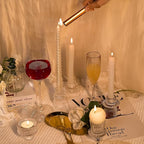 Candlestick Holders Set of 6, Ribbed Glass Taper Candle Holders, Reversible Clear Tealight & Candle Stick Candle Holder Vintage Crystal Tealight Candle Holder for Wedding Dinner Party