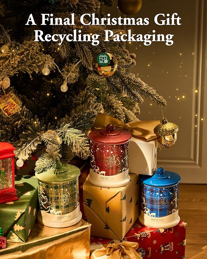 M&SENSE Fireside Cedarwood Scented,Soy Wax Candle,2 Wick 12.7oz Jar Candle,75 Hour Long Lasting Slow Burning, Soy Organic Wax Non Toxic,Aromatherapy Candle Gift for Christmas