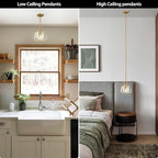 Botanist Crystal Dome Pendant Light Fixture,7" Crystal Modern Brass Pendant Lights Kitchen Island, Hanging Crystals Dome Pendant, Gold Kitchen Pendant Lighting Over Island,E12 Bulb Included