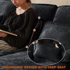 113" Oversized Cloud Couch, U Shape Sectional 4 Seat Sofa with Double Chaises, 2 Layer Cusions, Deep Seat Comfy Sofa, Upholstery Chenille Fabric for Living Room, Black