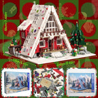 Art Log House Building Block Set With LED Lights, 2159 Pieces Christmas Toy Set, Scene With Santa Claus, Tree, Deer, for Adults, Boys and Girls