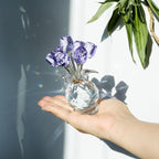 Crystal Purple Rose Figurines Crystal Rose Flowers Gifts for Women Glass Flower Ornament for Christmas