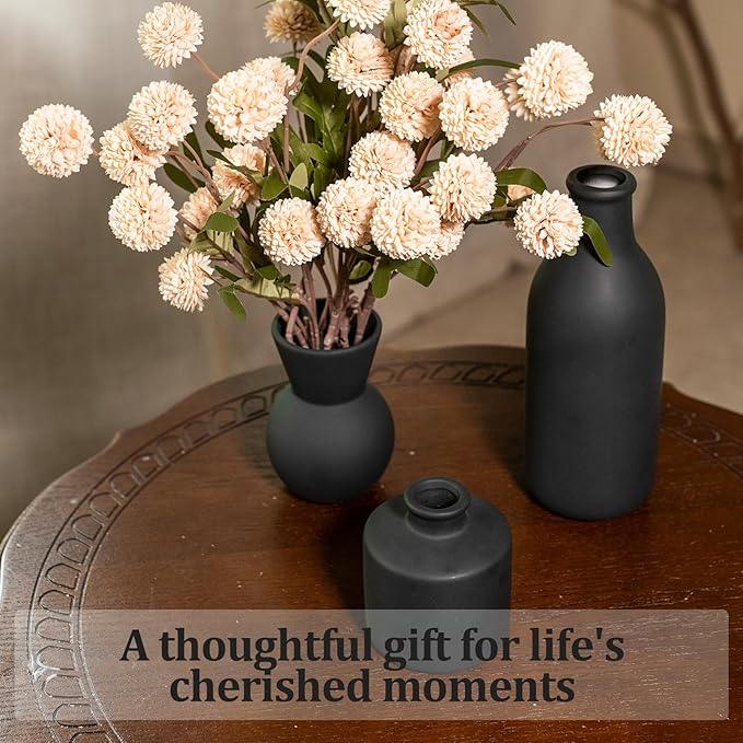 Ceramic Flower Vase, Small Vase for Centerpieces, Modern Vases for Home Decor- 3 Pcs