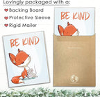Fox Wall Art Prints (Set of 3) - Unframed - 8x10s | Woodland Nursery Decor - Inspirational Quotes for Boys and Girls Room - Be Kind, Be Brave, Be You - Kids Positive Affirmations