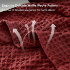 PHF Ultra Soft Waffle Weave Blanket King Size 104"x 90"- Washed Lightweight Breathable Cozy Woven Blanket for Bed - Aesthetic Decor for Couch Bedding Sofa Home Car - Wine