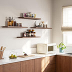 23’’Rustic Brown Floating Shelves for Wall,Rustic Wood Shelf for Room Decor/Storage/Display,Small Bookshelf,Wall Mounted Hanging Shelves for Bedroom, Bathroom, Living Room, Kitchen,Set of 4