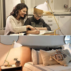 Desk Lamp Modern Industrial 100% Metal Table Lamp 22", Soft White Light (3000K) with Adjustable Switch, Ideal for Office Bedroom Study Room Living Room Nightstand Bedside Lamps White+Brass