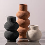 Ceramic Vase Home Table Decor - Flower Vase Set of 3 Living Room Kitchen Decorations Farmhouse Modern Rustic Vases Decorative Centerpiece for Shelf Bedroom Office Bathroom Dining Coffee Desk