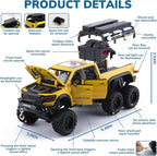 Pickup Truck Toy 1/24 Diecast Trucks Mammoth Model Car Kits,Metal Toy Truck Suitable for Kids and Car Collection,Pull Back Cars with Light and Sound,Trucks for Kids Ages 4-8（Yellow）