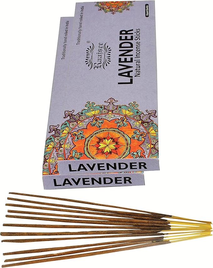 raajsee Lavender Incense Sticks 100 Gm Pack-100% Pure Organic Natural Hand Rolled Free from Chemicals-for Church,Aroma Therapy,Relaxation,Meditation,Positivity & Sensual Therapy