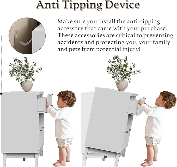 53" Long Dresser for Bedroom, 6-Drawer Dresser with Fluted Fronts, Wide Wood Chest of Drawers, Smooth Metal Slides, Stable Base, Modern Clothes Storage Cabinet for Living Room, Hallway