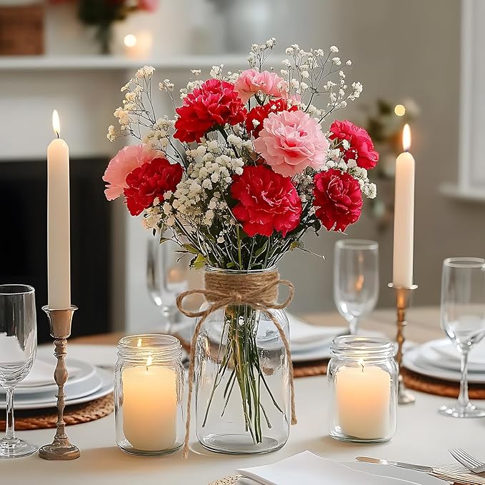 Vintage Glass Vases for Flowers, Set of 6 Clear Vases for Farmhouse Wedding Centerpiece Cylinder Bottle for Reception Table Decoration Home Decor Floral Arrangements