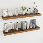 Dreamland 48 inch Floating Shelves for Wall Large Wall Mounted Shelves with Invisible Brackets, Brown Long Shelves for Bathroom, Living Room, Kitchen, Office, 48x9.1 inch deep Set of 2