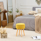 Wimarsbon Pouf Ottoman, 100% Cotton Knitted Boho Footstool, Round Footrest with Non-Skid Wood Legs, Home Décor Handmade Pouffe, Leisure Floor Step Stool for Living Room (High Storage Yellow)