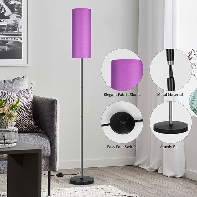 PARTPHONER Floor Lamp for Living Room, Modern Standing Lamps with Lampshade, Minimalist Tall Lamp with Foot Switch for Living Room, Bedroom, Kids Room, Office(Bulb Not Included)