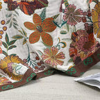 Boho Throw Blanket for Couch Sofa Bed, 100% Cotton Woven Quilt with Tassel 60”x80”, Super Soft Muslin Blanket with Floral Printed, Decorative Reversible Bed Blanket/Cover for All Seasons