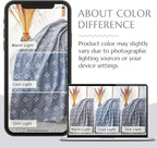 jinchan Boho 100% Cotton Blanket Muslin Lightweight Twin Size Quilted Throw Blanket for Couch Soft Cozy All Season Blanket 3-Layer Floral Throw Cotton Blanket for Bedroom Decor Blue 60x80 Inches