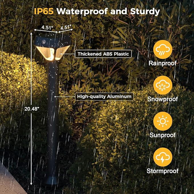 XMCOSY+ Smart Solar Lights Outdoor with Motion Sensor, 150LM APP Control RGBCW Color Changing Garden Lights Solar Powered for Yard Pathway Landscape, Waterproof, 2 Pack