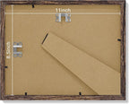 Vittanly 8.5x11 Picture Frames Set of 9, Shatter Resistant Plexiglass, Display 6x8 Pictures with Mat or 8.5x11 without Mat, Photo Frames for Wall or Tabletop, Engineered Wood, Brown