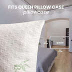 Queen Size Bamboo Pillow for Sleeping with Plush Fiber Fill Pillow Queen Size Set of 2, for Side Back Stomach Sleeper with Adjustable to Soft/Firm, Washable Cover, (Pack of 2)