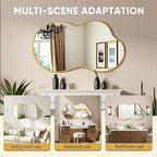 Suidia Irregular Wall Mirror, 36"x20" Bathroom Mirror Asymmetrical Mirrors Artistic Mirrors Decorative for Living Room Bedroom Bathroom Hallway Entryway, Gold, Cloud Style