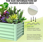 Galvanized Raised Garden Bed Outdoor, 2 Pcs 6x3x1.5FT Outdoor Large Planter Raised Beds Open Base with Safety Edge and Glove for Vegetables Flowers Ground Planter, Green