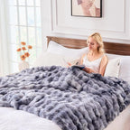 BENVWE Fluffy Faux Fur Throw Blanket for Couch - Soft, Plush, Thick, Cozy, Fuzzy Luxury Minky Bubble Blanket for Home Living Room Decor, Gifts for Women, Tie-dye Light Grey, 63" x 80", 1100GSM