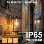 Solar Lantern Outdoor,Hanging Solar Lights Waterproof,Outdoor Wall Light Fixtures wiht Bulb,Outside Porch Lights Wall Mount for Front Garage Chicken Coop Farmhouse,2 Pack