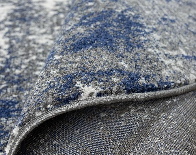 Keen Home Design Area Rugs - 10ft Round Non-Shedding, Abstract Rugs for Kitchen, Living Room, Bedroom, Dining Room, Entryway - Size: 10' Round, Navy/Grey/White
