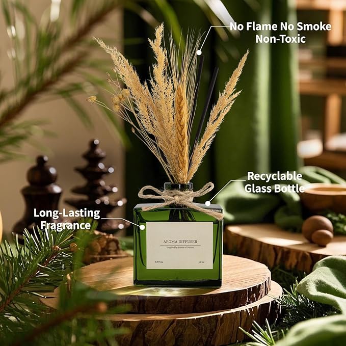 Reed Diffuser, 6.09 oz OrangeGrove Scent Diffuser with Sticks & Dried Flowers, 120 Days Long Lasting Reed diffusers for Home, Elegant Fragrance for Bathroom Bedroom Office Decor, Air Fresh