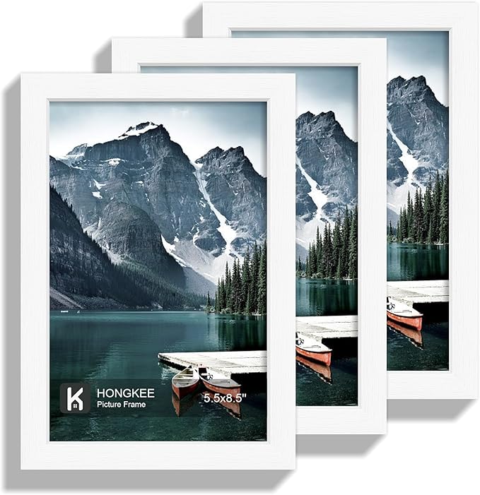 5.5x8.5 diploma Frame - Made of Real Glass and White Wooden Frame, 5.5 by 8.5 Photo for Wall or Tabletop Display, 1 Pack