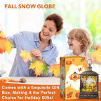 12.5'' Fall Snow Globe Lantern - Scarecrow and Turkey Lighted Water Lantern with Swirling Glitter Fall Decorations for Home, Thanksgiving, Autumn Harvest Fall Decor